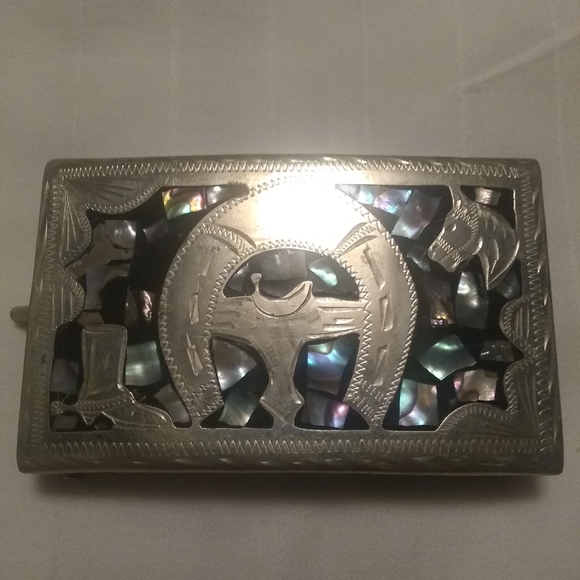Alpaca Mexico silver belt buckle